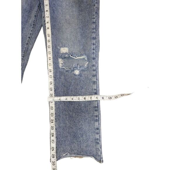 Nasty Gal Jeans Women Sz 12 Denim Distressed Blue Frayed Straight Leg‎ - Picture 4 of 6